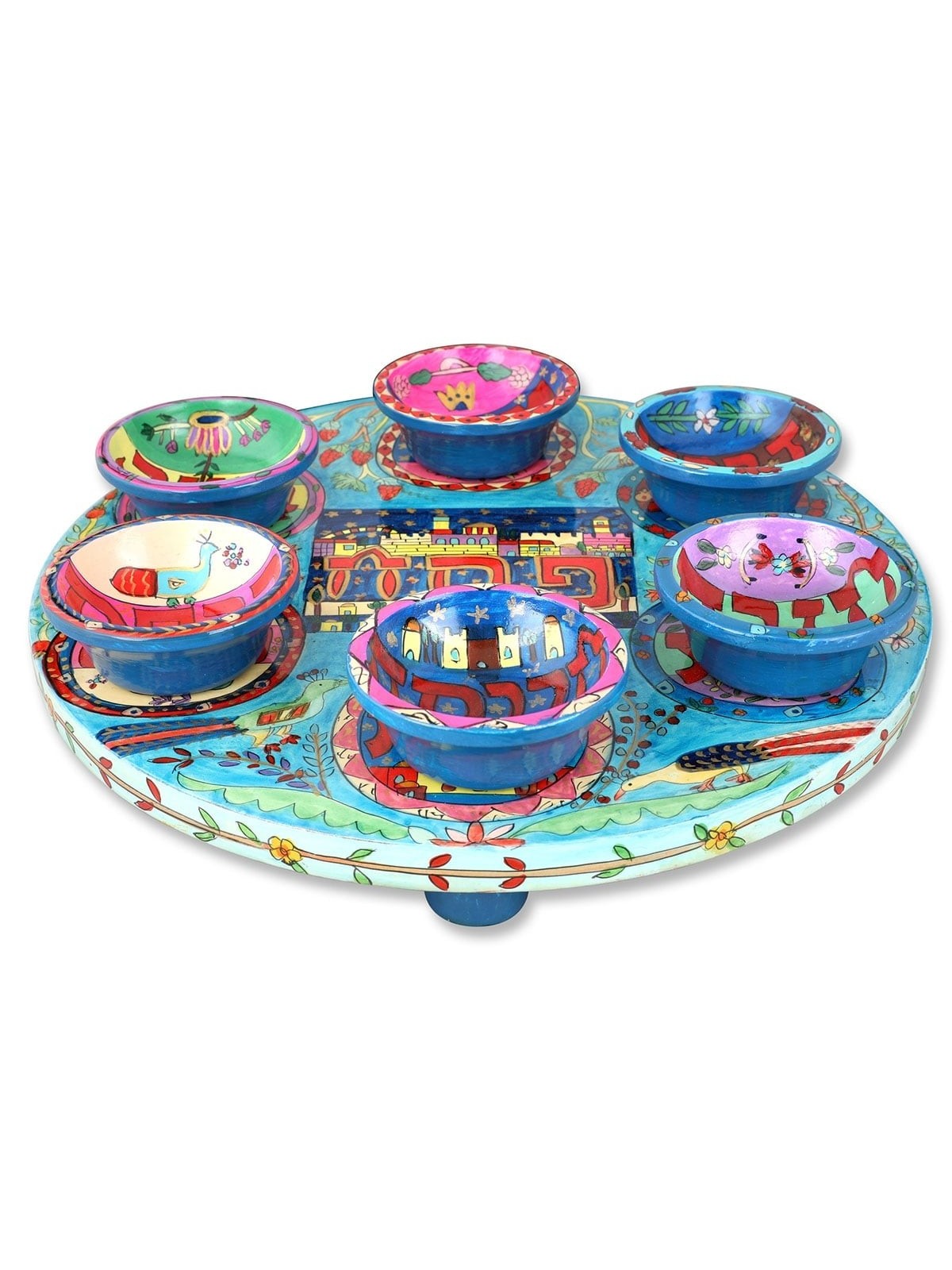 Wooden Seder Plate With Oriental Design By Yair Emanuel