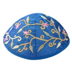 Yair Emanuel Embroidered Silk Kippah - Tulips
