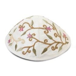 Yair Emanuel Embroidered Silk Kippah - Tulips