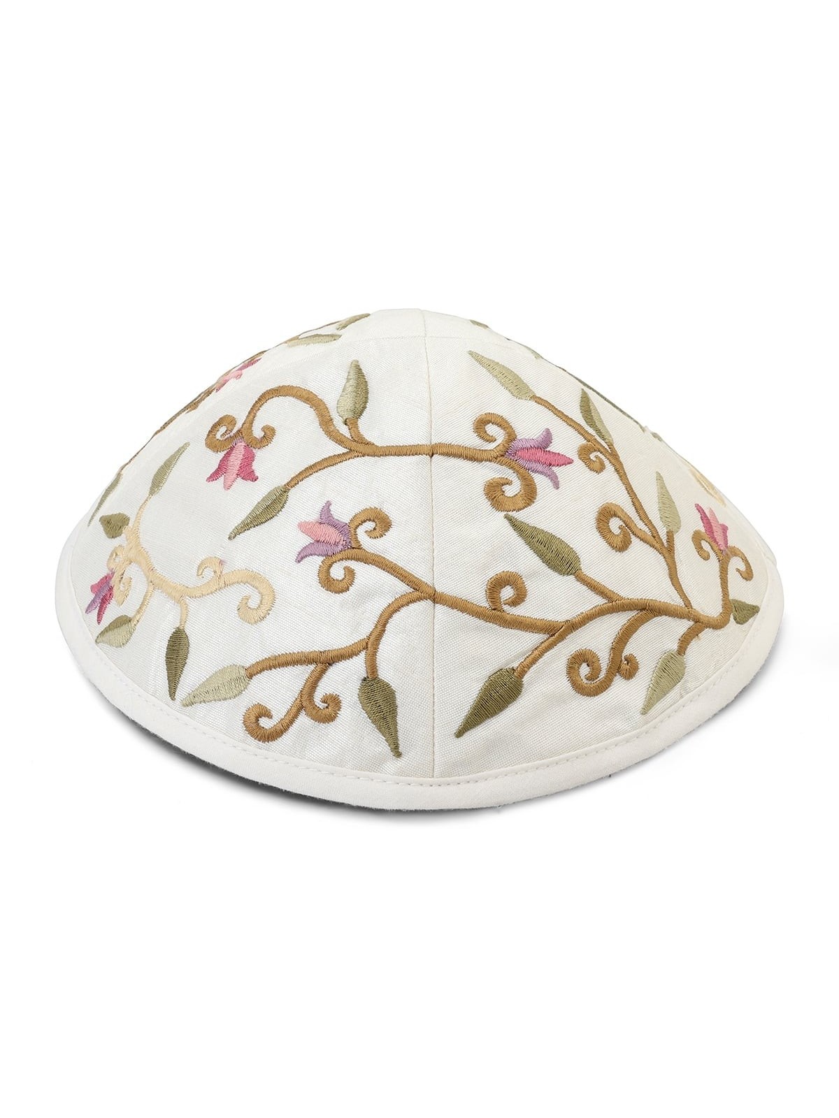 Yair Emanuel Embroidered Silk Kippah - Tulips