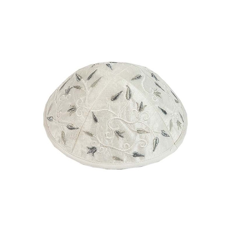 Yair Emanuel Embroidered Silk Kippah - Tulips