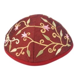 Yair Emanuel Embroidered Silk Kippah - Tulips