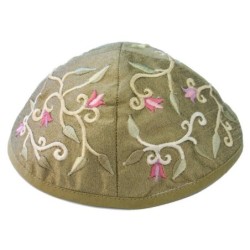 Yair Emanuel Embroidered Silk Kippah - Tulips