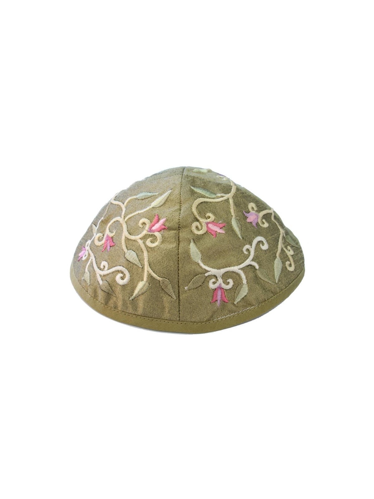 Yair Emanuel Embroidered Silk Kippah - Tulips