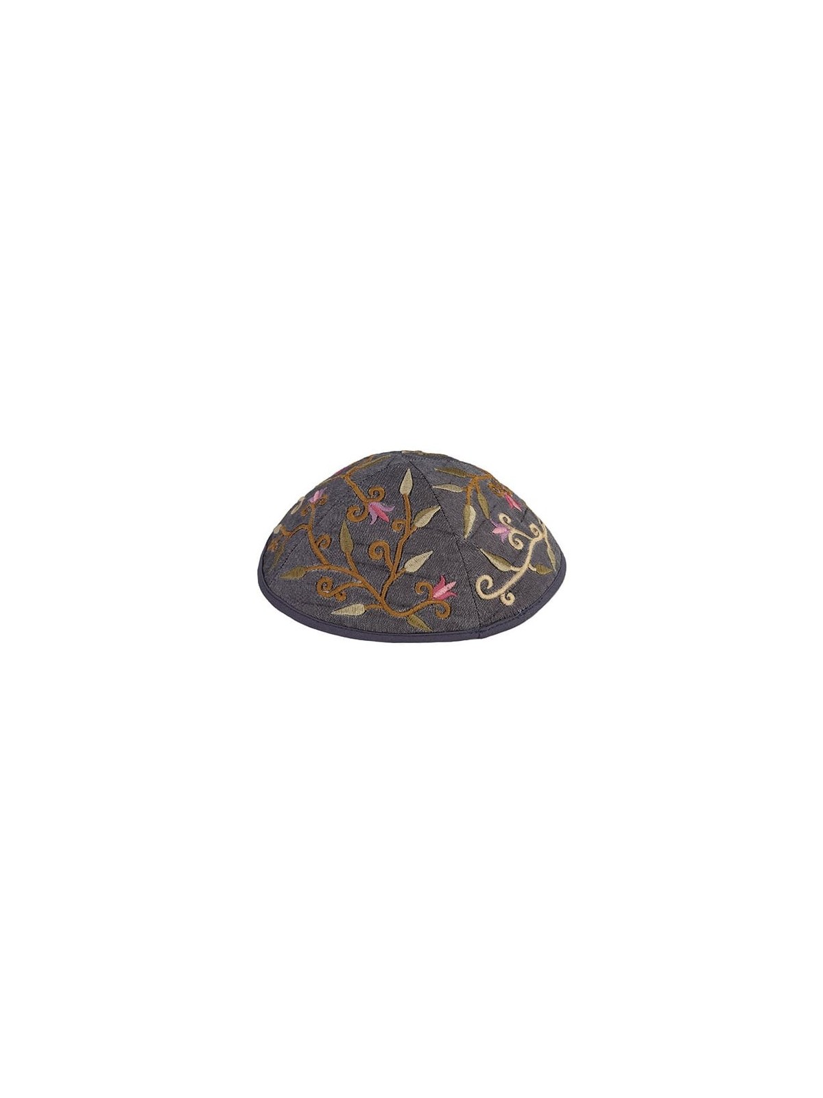 Yair Emanuel Embroidered Silk Kippah - Tulips