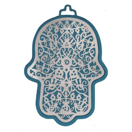 Yair Emanuel Anodized Aluminum Pomegranate Hamsa Wall Hanging (Choice
