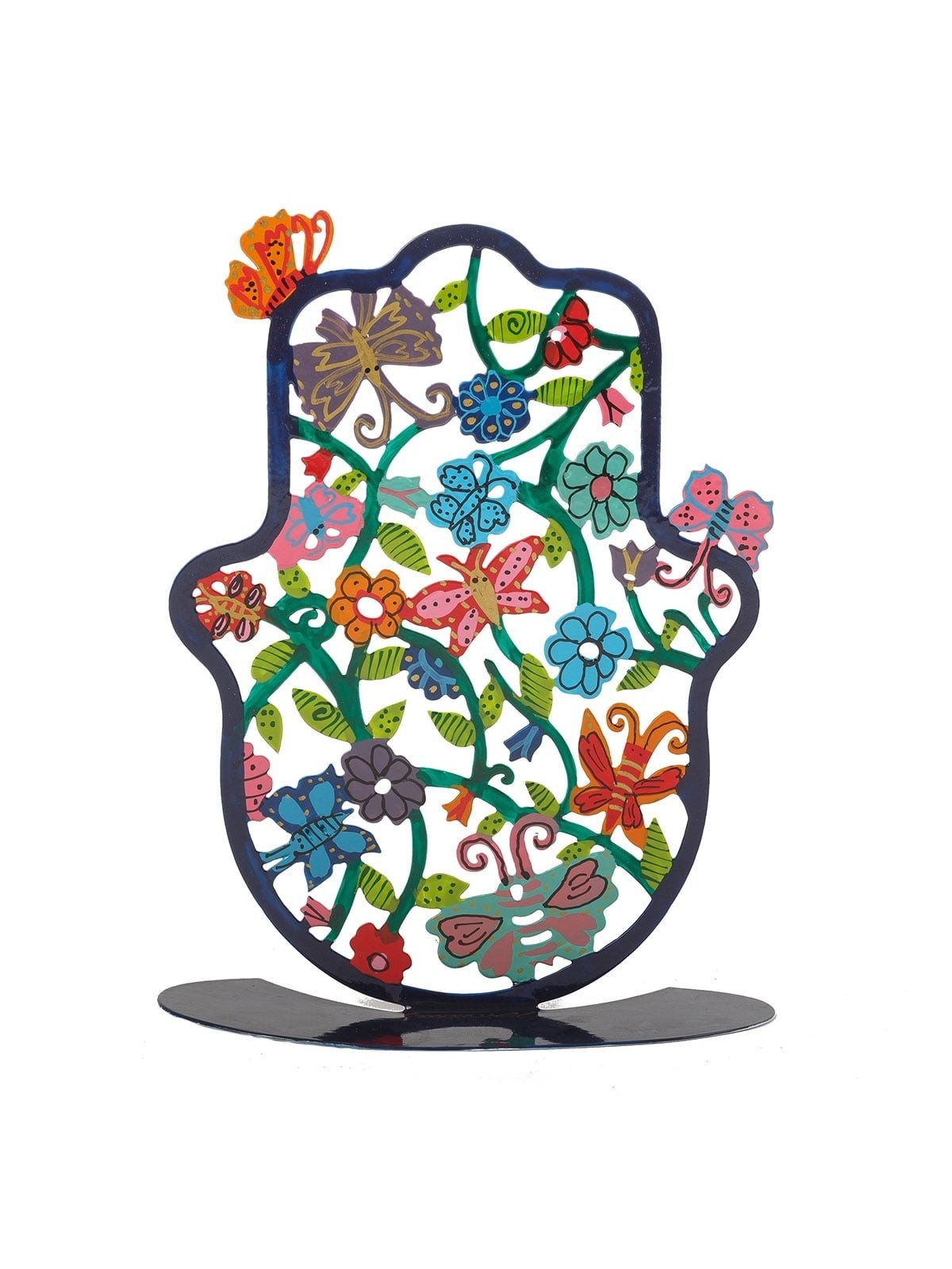 Yair Emanuel Hand Painted Standing Hamsa - Flower Design Option
