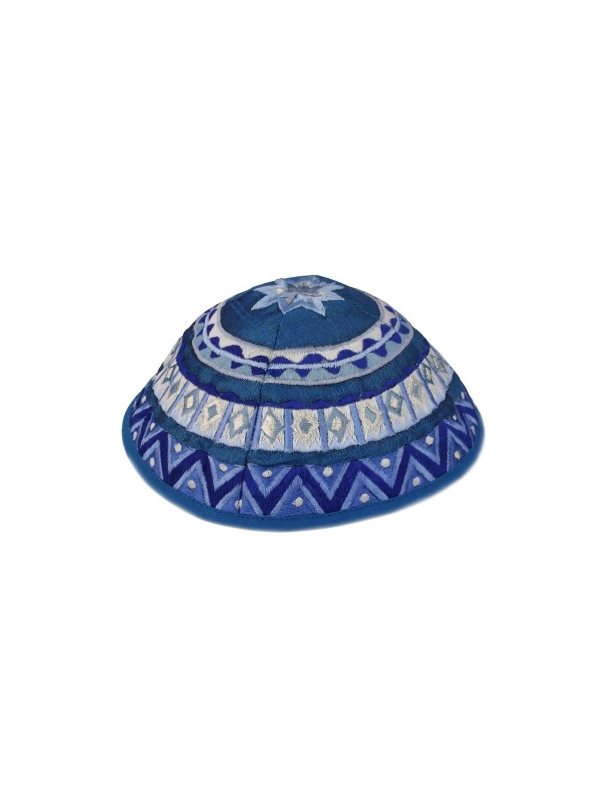Yair Emanuel Embroidered Silk Kippah - Geometrical - Variety of Colors