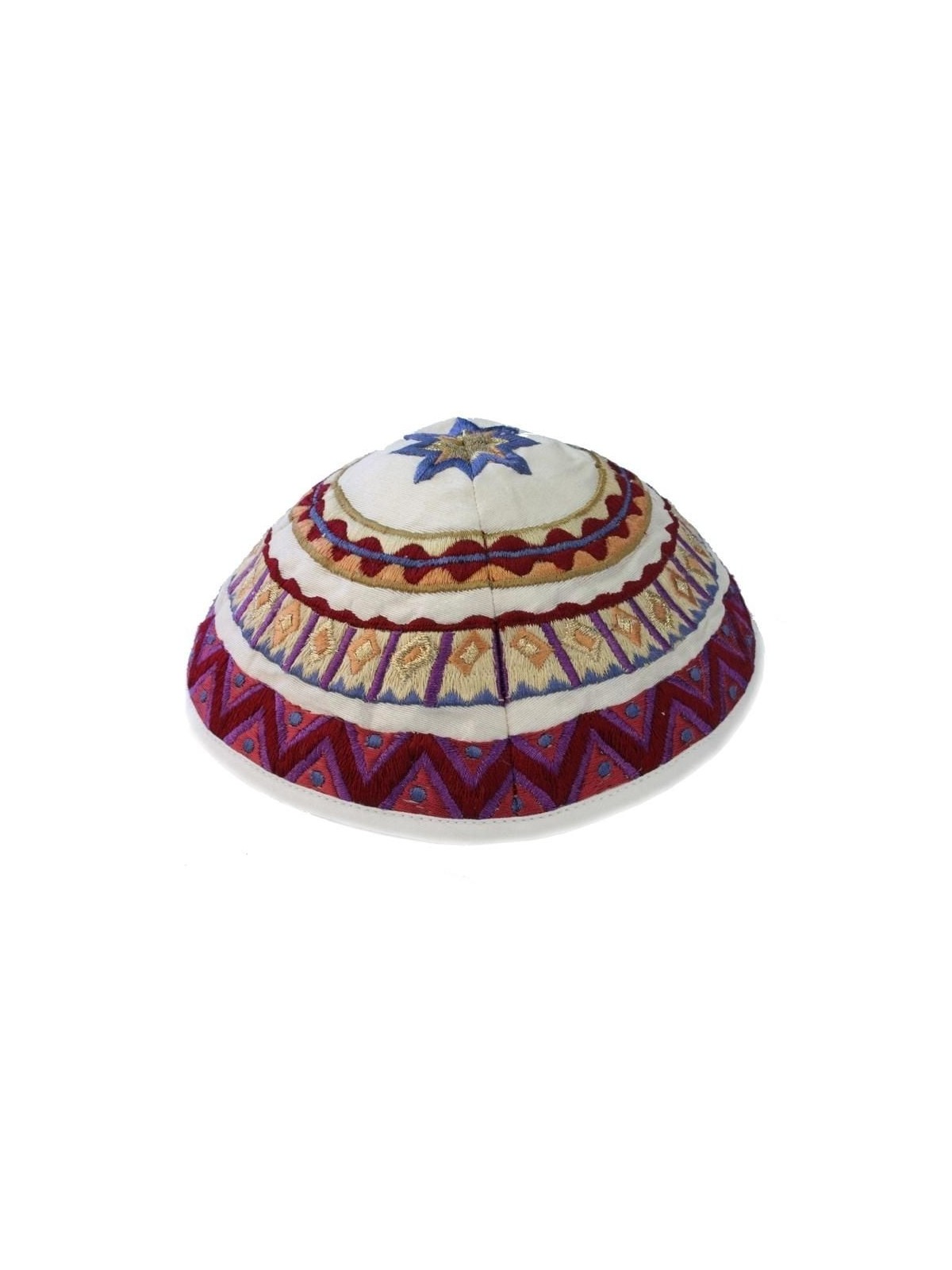 Yair Emanuel Embroidered Silk Kippah - Geometrical - Variety of Colors