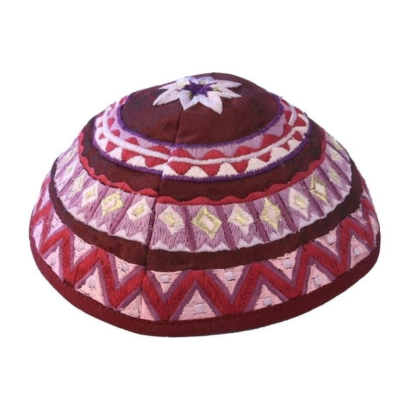 Yair Emanuel Embroidered Silk Kippah - Geometrical - Variety of Colors