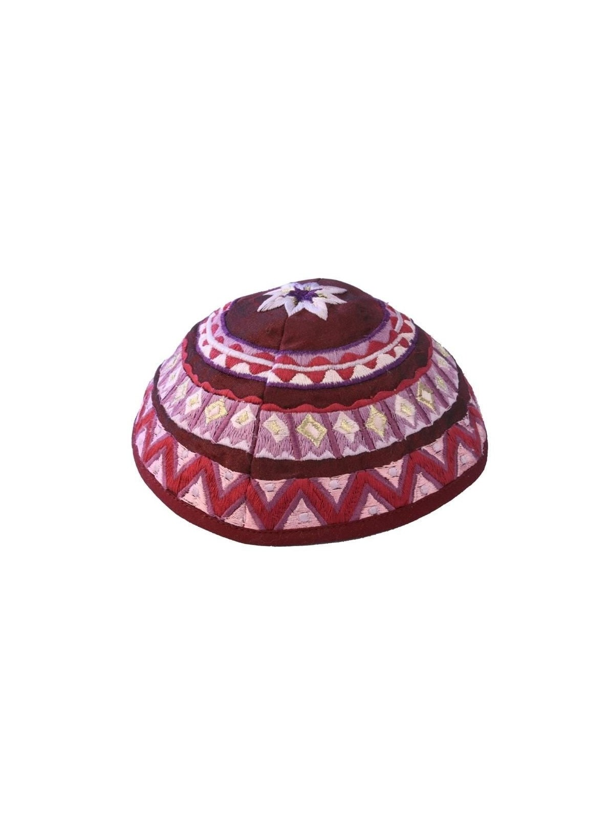 Yair Emanuel Embroidered Silk Kippah - Geometrical - Variety of Colors