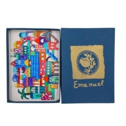 Jerusalem Skyline Hand-Painted Wall Hanging by Yair Emanuel