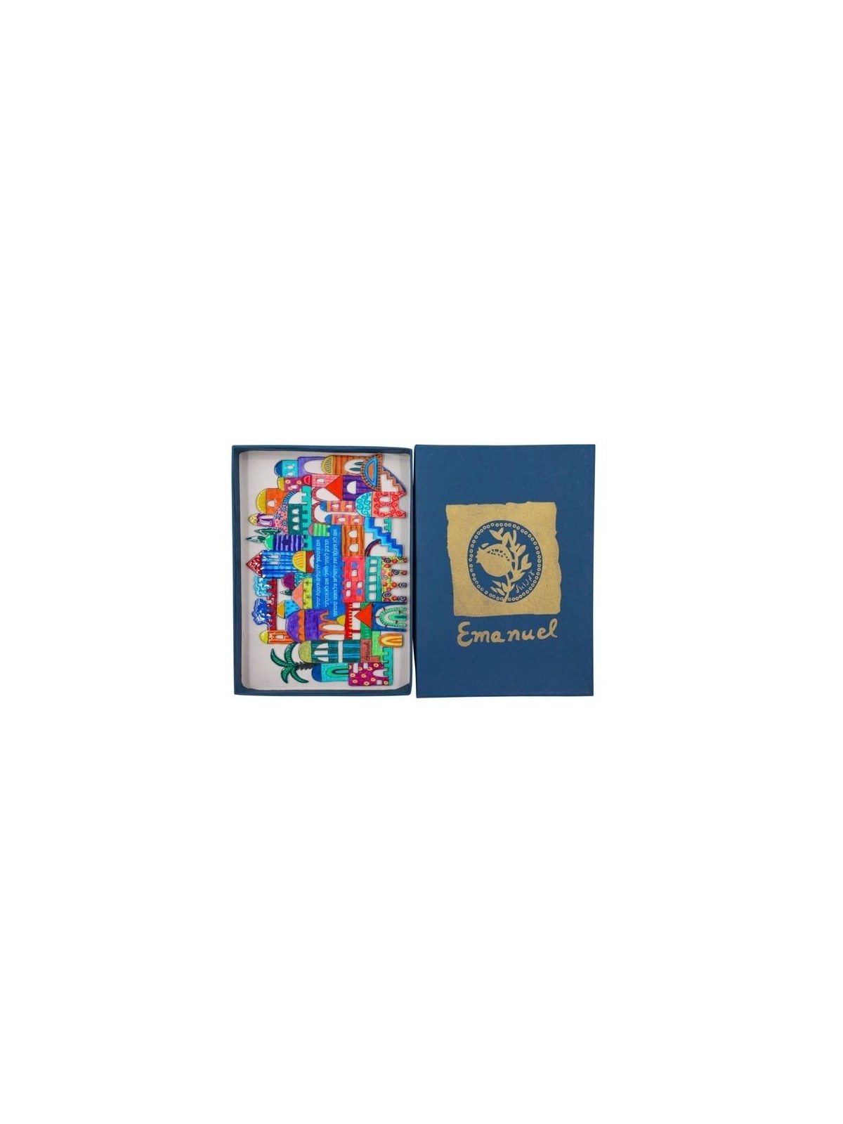 Jerusalem Skyline Hand-Painted Wall Hanging by Yair Emanuel