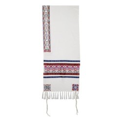 Yair Emanuel Fully Embroidered Cotton Red Floral Tallit (Prayer Shawl