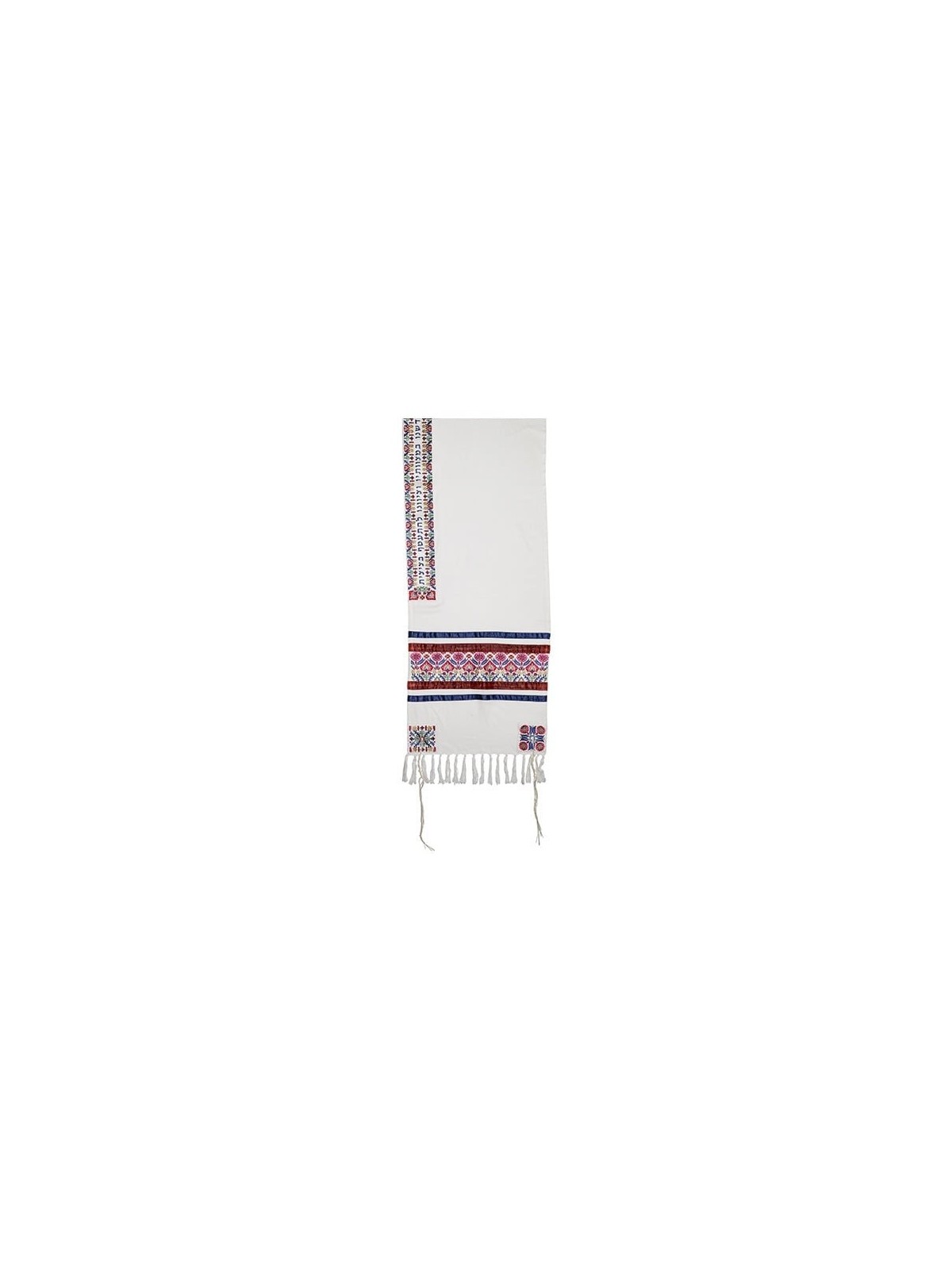 Yair Emanuel Fully Embroidered Cotton Red Floral Tallit (Prayer Shawl