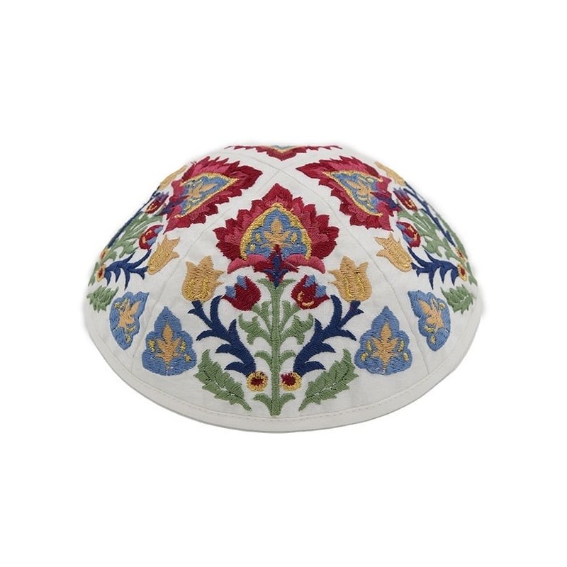 Yair Emanuel Fully Embroidered Cotton Red Floral Tallit (Prayer Shawl