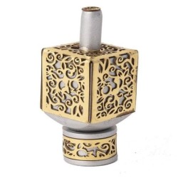 Yair Emanuel Pomegranate & Floral Pattern Metal Dreidel (Range of Colo