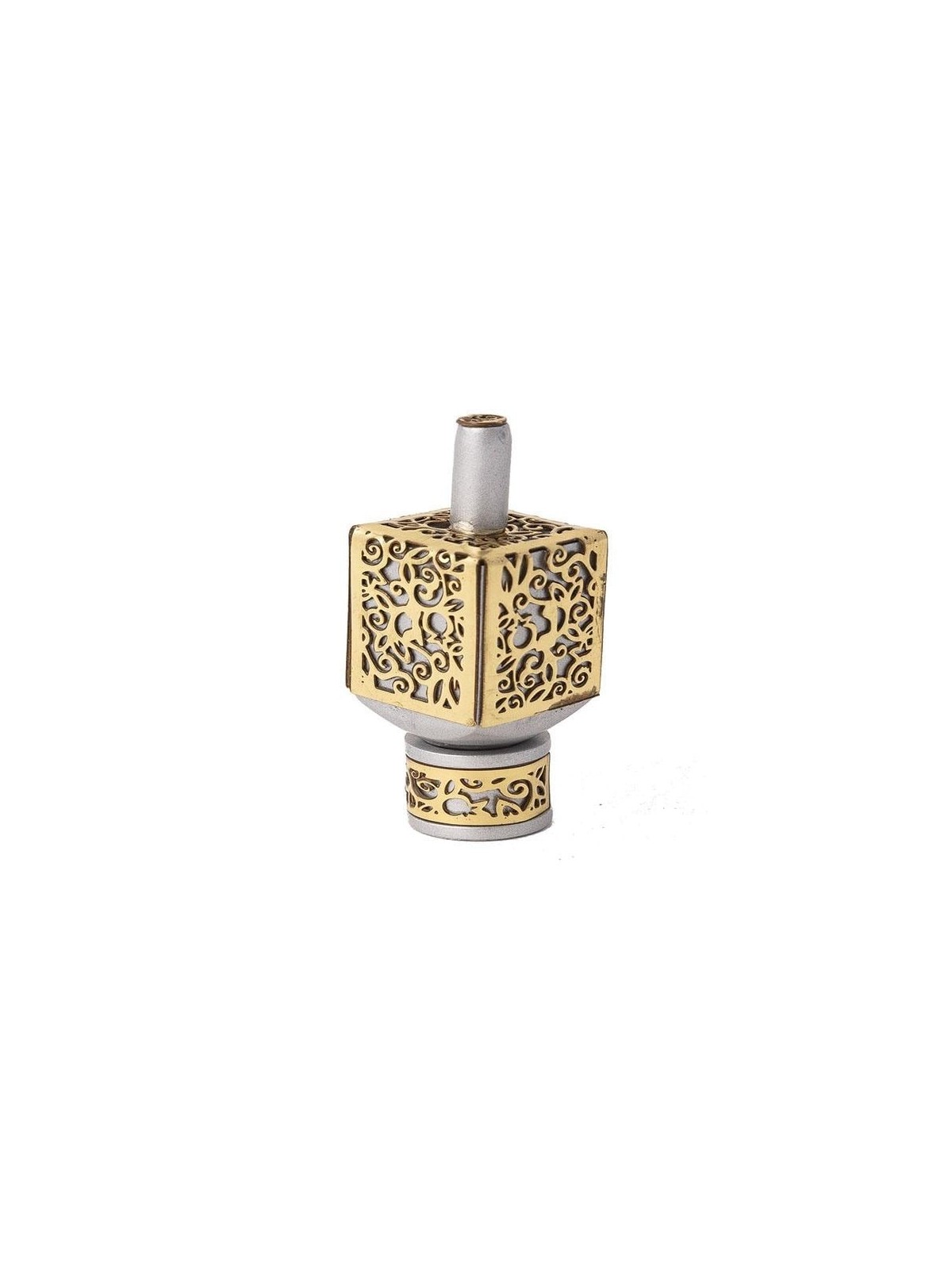 Yair Emanuel Pomegranate & Floral Pattern Metal Dreidel (Range of Colo