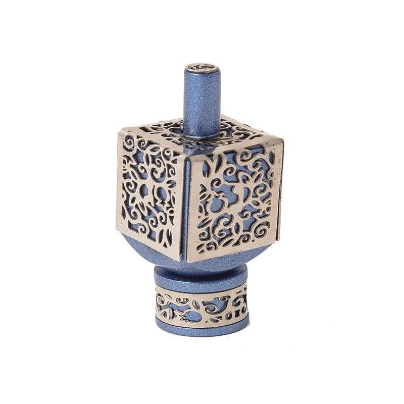 Yair Emanuel Pomegranate & Floral Pattern Metal Dreidel (Range of Colo