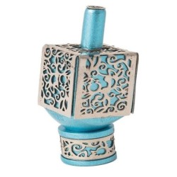 Yair Emanuel Pomegranate & Floral Pattern Metal Dreidel (Range of Colo