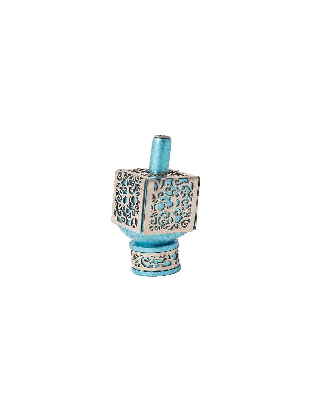 Yair Emanuel Pomegranate & Floral Pattern Metal Dreidel (Range of Colo