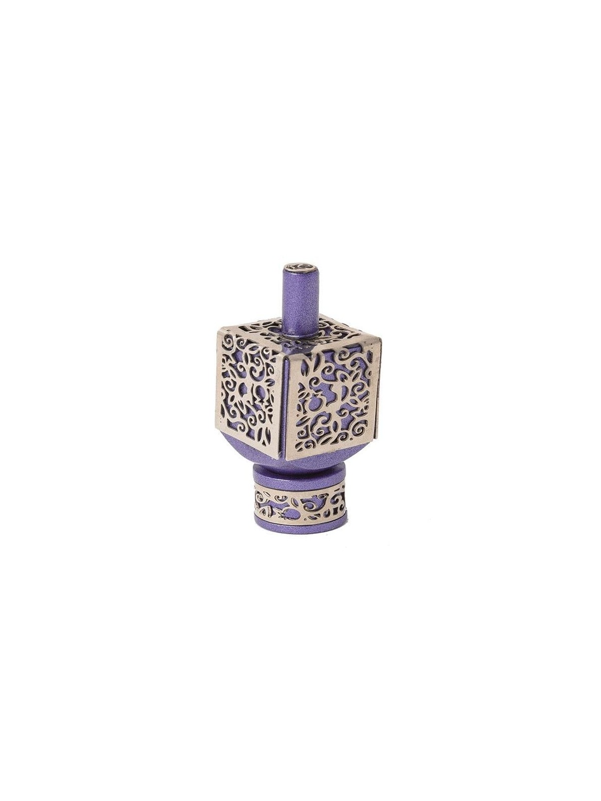 Yair Emanuel Pomegranate & Floral Pattern Metal Dreidel (Range of Colo