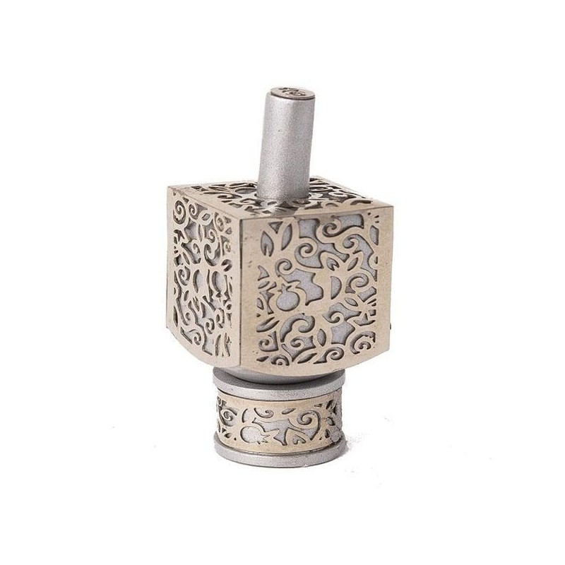 Yair Emanuel Pomegranate & Floral Pattern Metal Dreidel (Range of Colo