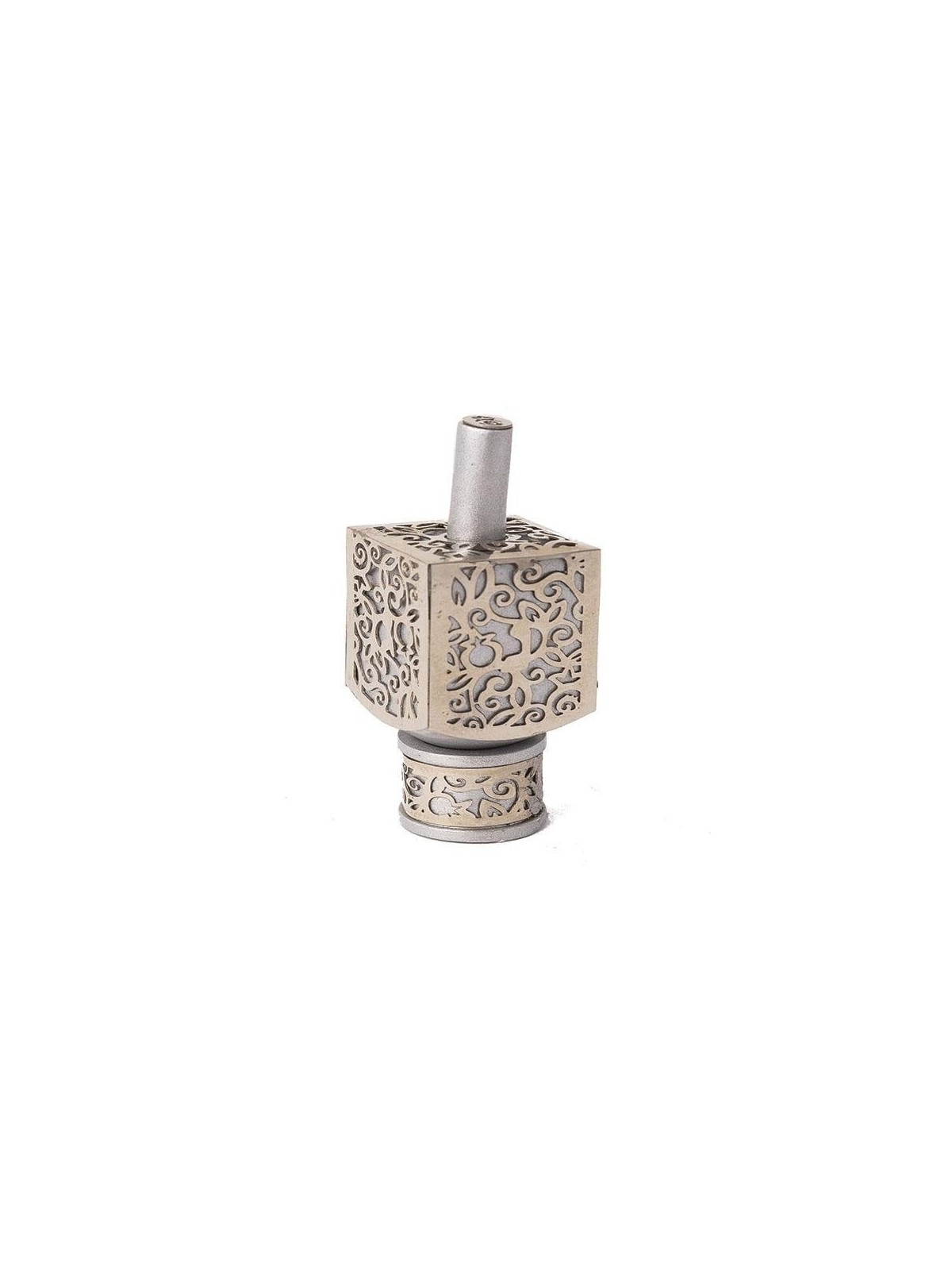 Yair Emanuel Pomegranate & Floral Pattern Metal Dreidel (Range of Colo