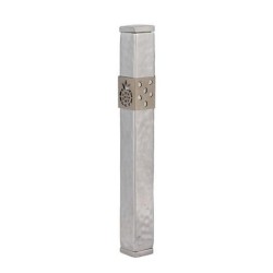 Yair Emanuel Stainless Steel & Copper Hammered Pomegranate Mezuzah (Ch