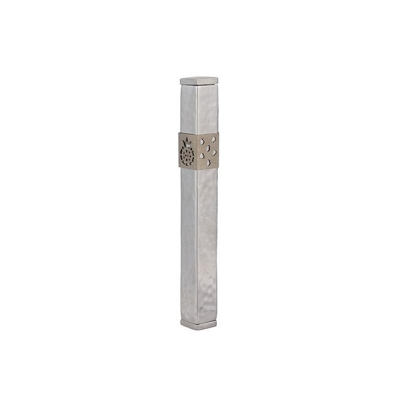 Yair Emanuel Stainless Steel & Copper Hammered Pomegranate Mezuzah (Ch