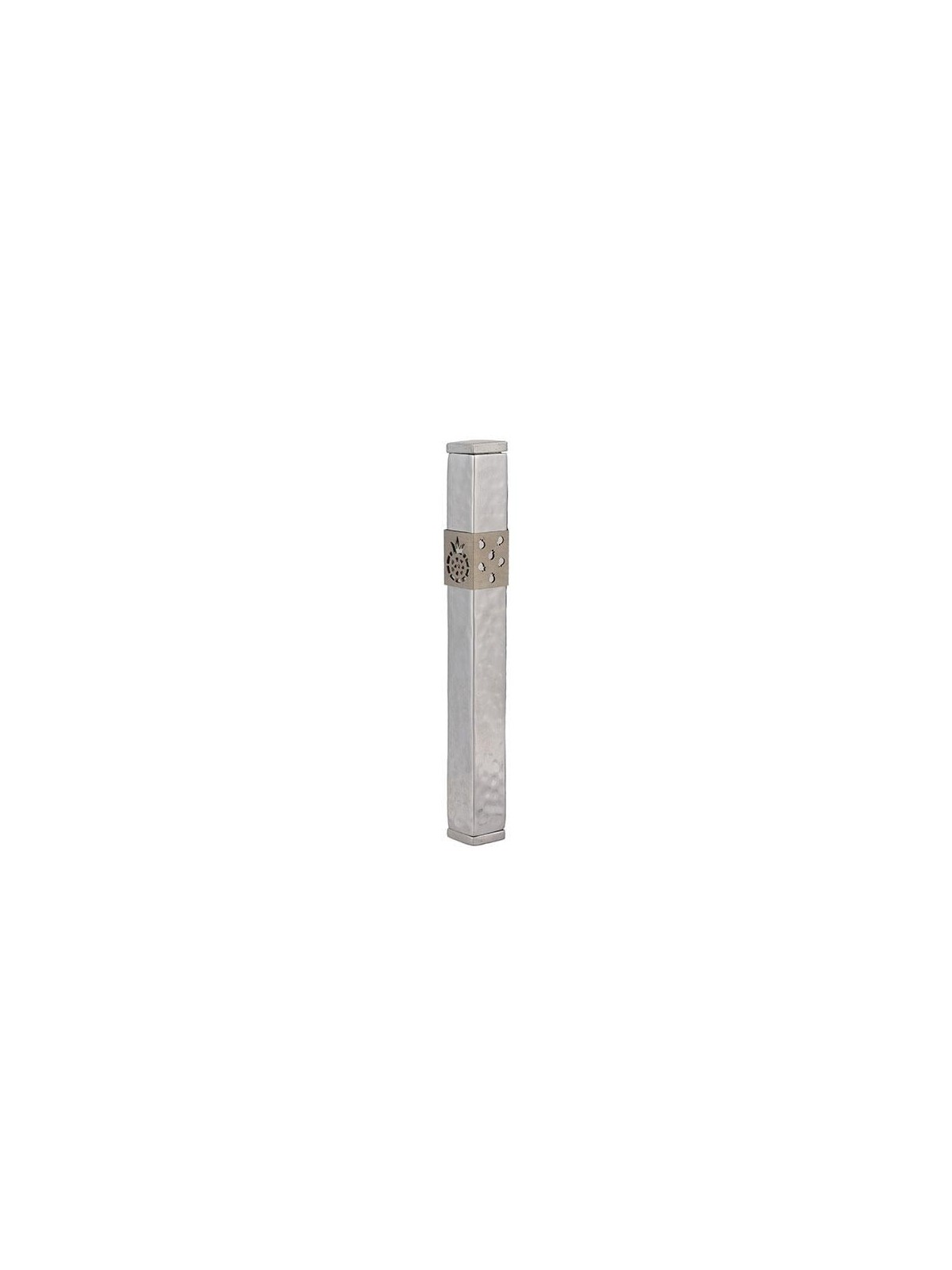 Yair Emanuel Stainless Steel & Copper Hammered Pomegranate Mezuzah (Ch
