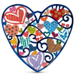 Yair Emanuel Hand Painted Heart Wall Hanging - Many Hearts
