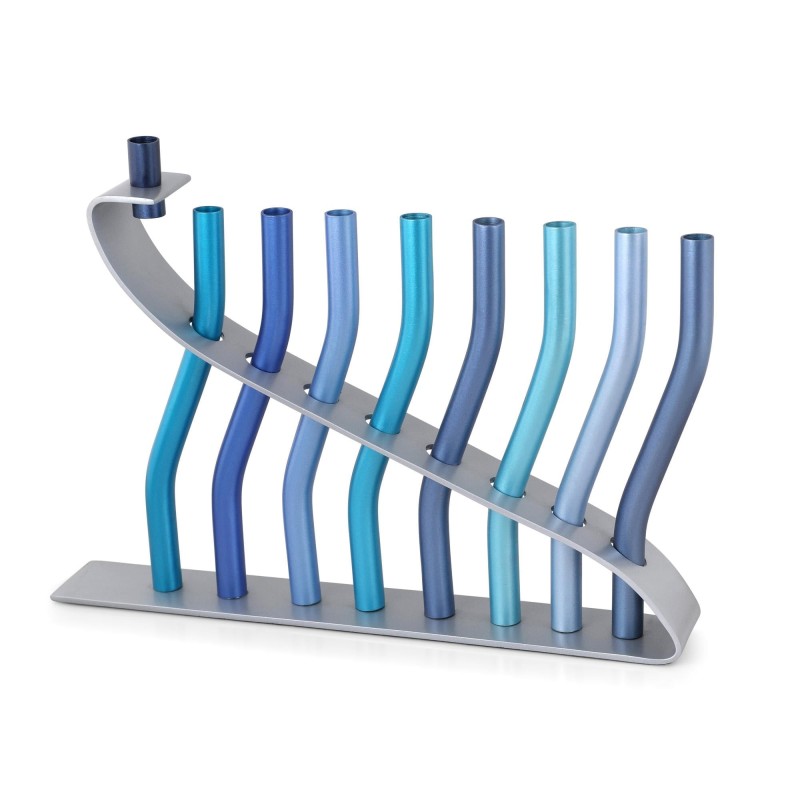 Yair Emanuel Anodized Aluminum Waves Menorah (Choice of Colors)
