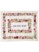 Raw Silk Embroidered Challah Cover with Flowers and Pomegranates - Var