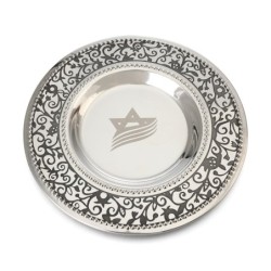 Personalized Pomegranate Stainless Steel Kiddush Cup and Saucer