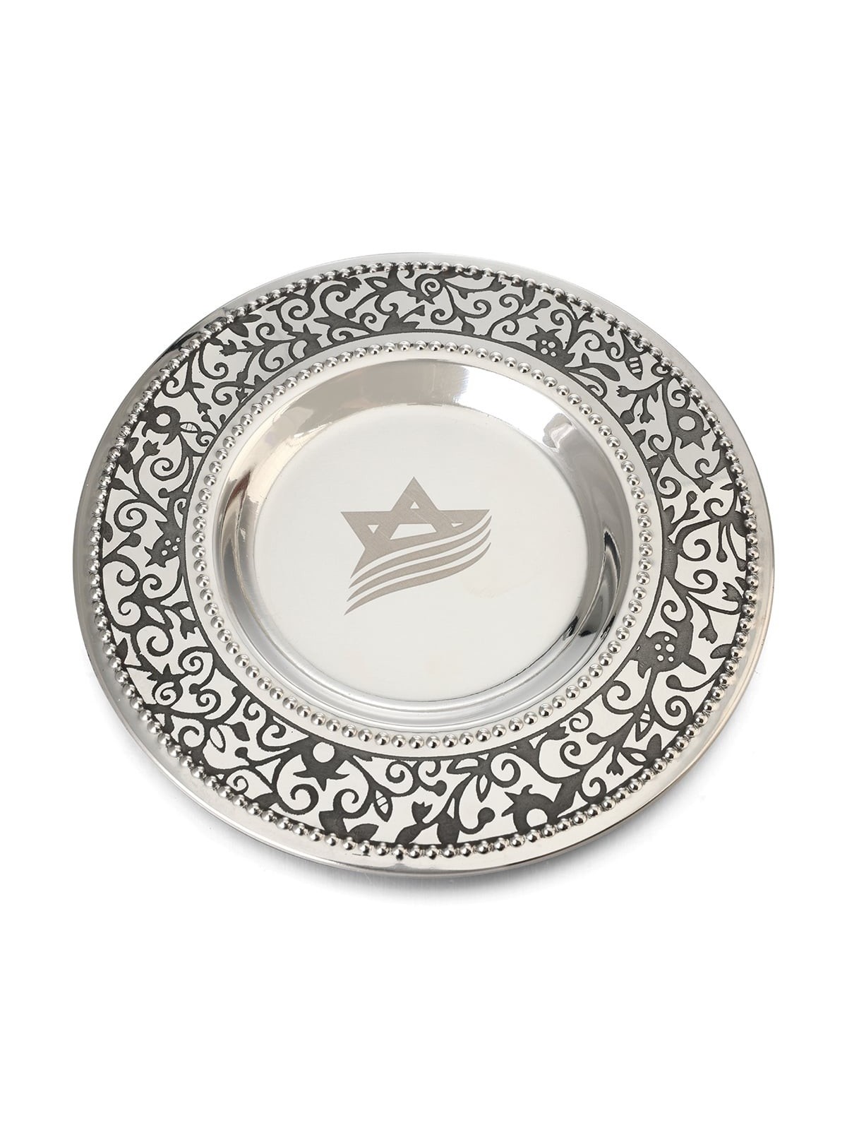 Personalized Pomegranate Stainless Steel Kiddush Cup and Saucer