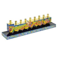 Yair Emanuel Wooden Dreidel Hanukkah Menorah - Jerusalem