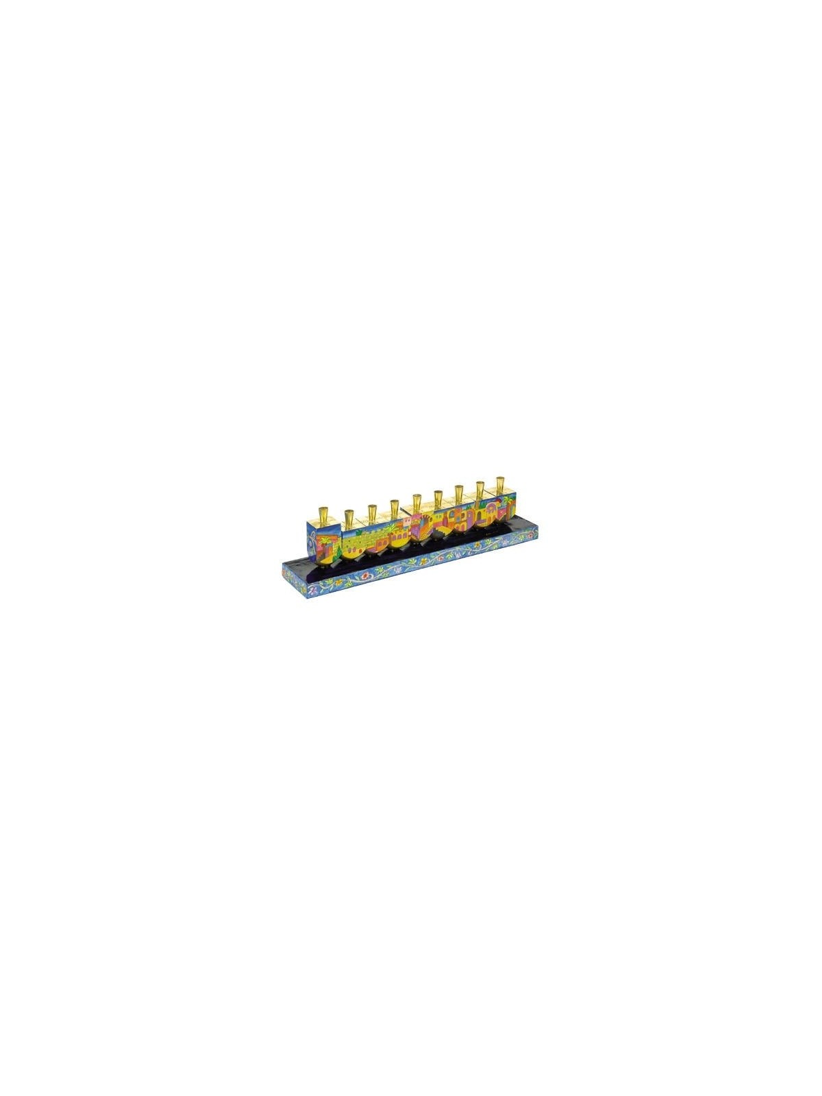 Yair Emanuel Wooden Dreidel Hanukkah Menorah - Jerusalem