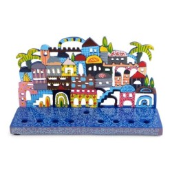 Yair Emanuel Painted Metal Hanukkah Menorah - Jerusalem