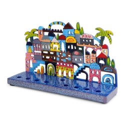 Yair Emanuel Painted Metal Hanukkah Menorah - Jerusalem