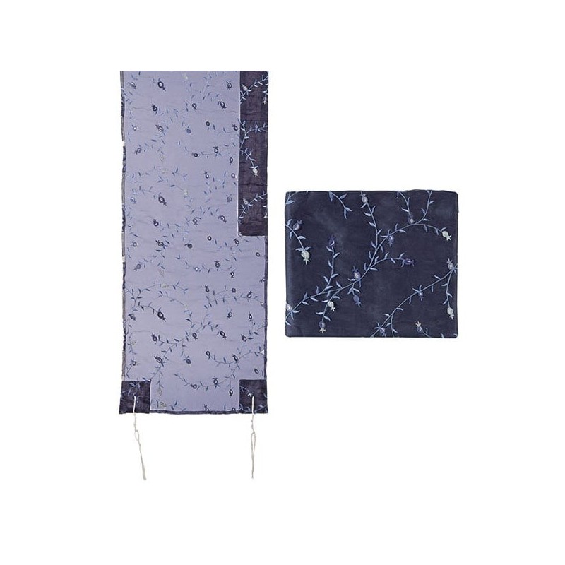 Yair Emanuel Organza Full Embroidered Tallit - Blue