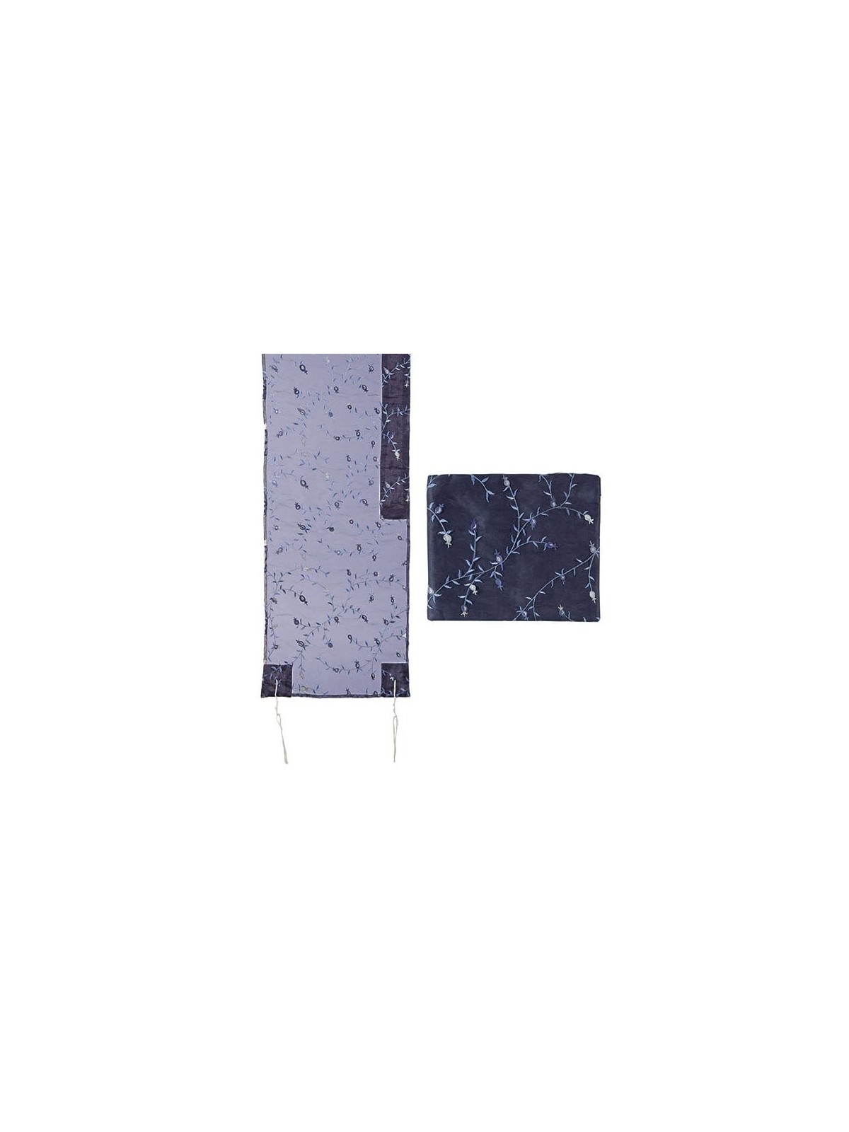 Yair Emanuel Organza Full Embroidered Tallit - Blue