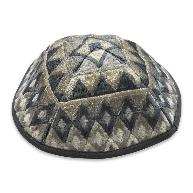 Yair Emanuel Embroidered Tallit Set With Square Patterns - Silver