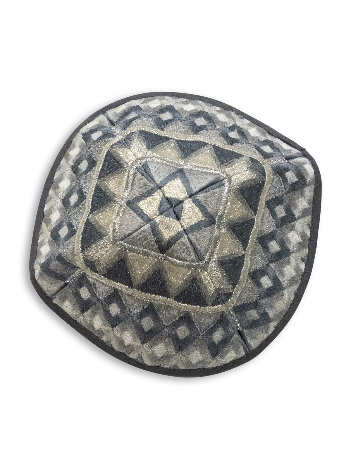 Yair Emanuel Embroidered Tallit Set With Square Patterns - Silver