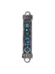 Yair Emanuel Aluminum Mezuzah with Embroidered Beads-Turquoise/Purple