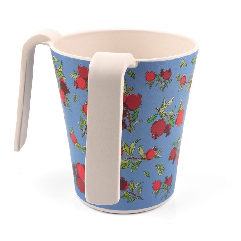 Yair Emanuel Bamboo Pomegranates Washing Cup (Netilat Yadayim) - Blue