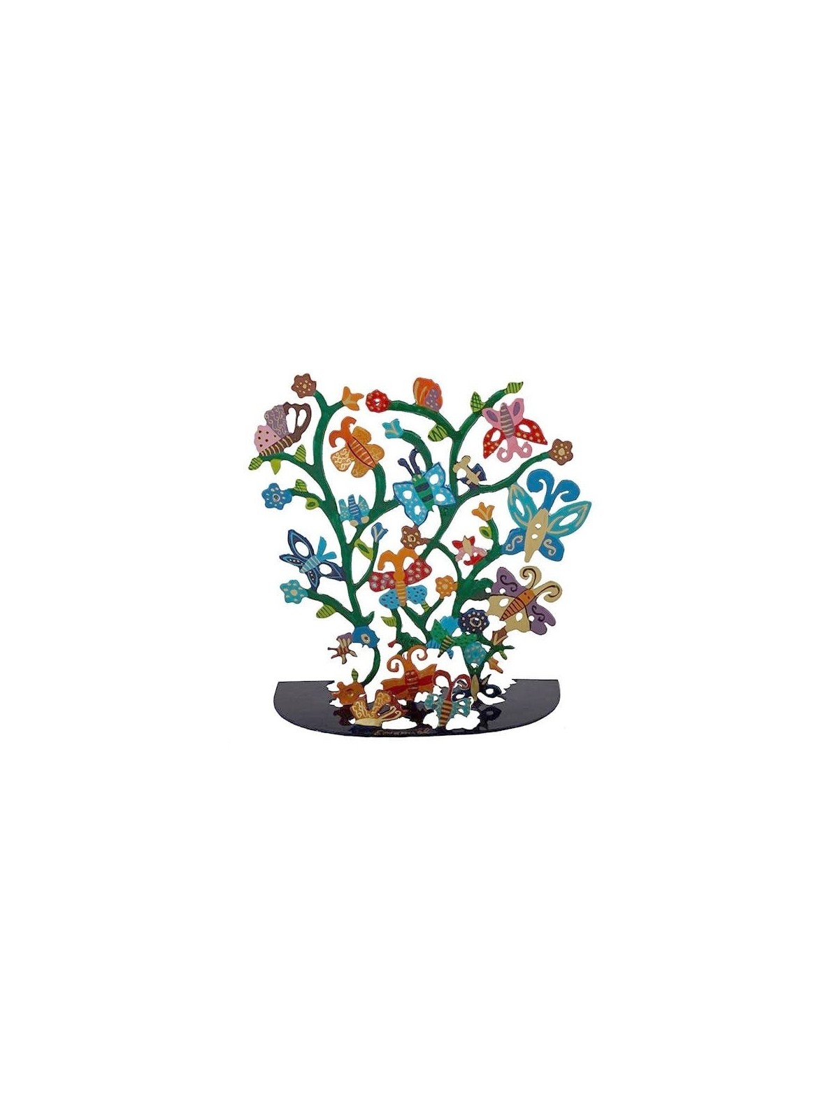 Yair Emanuel Painted Pattern Metal Butterflies Tree Sculpture