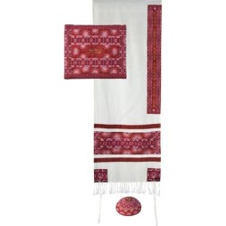 Stars of David: Yair Emanuel Embroidered Cotton & Raw Silk Tallit (Bor