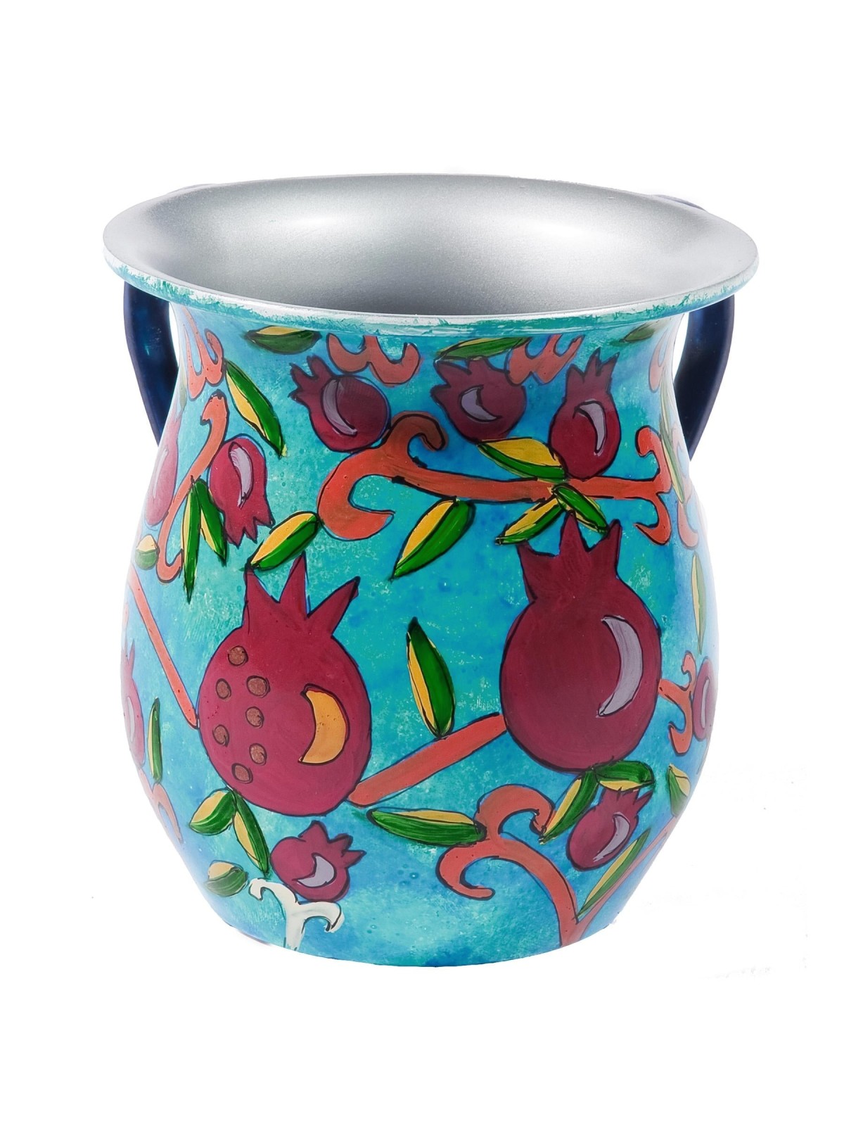 Yair Emanuel Hand Painted Metal Washing Cup - Pomegranates