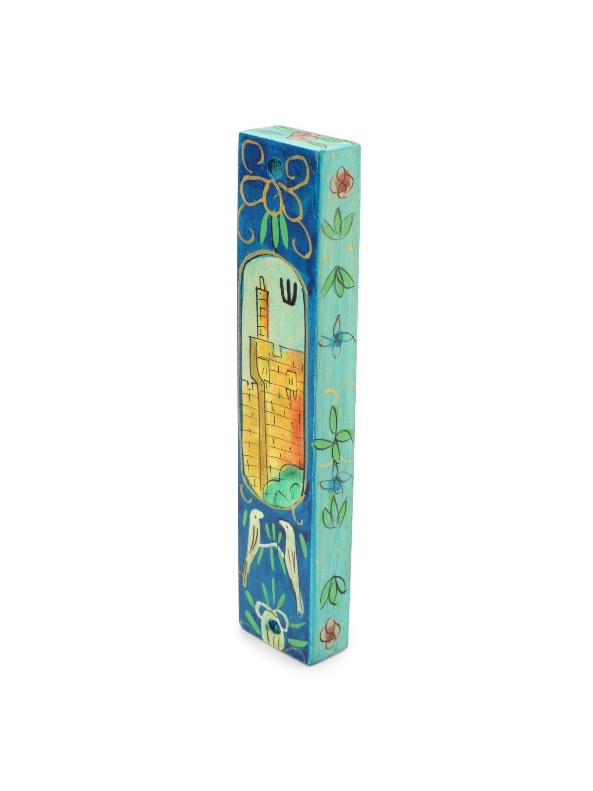 Yair Emanuel Small Wooden Mezuzah - Tower of David